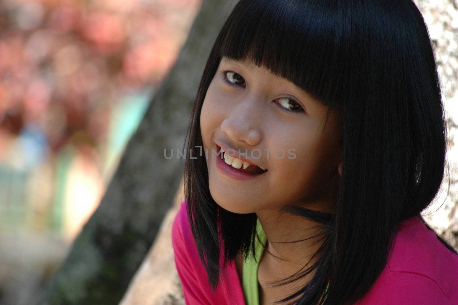 cute asian girl with nice smile expression