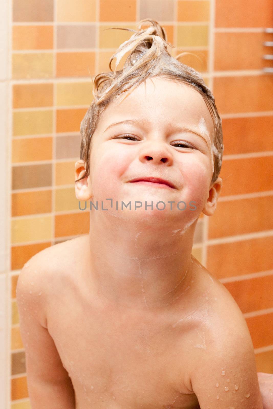 people series: little girl take a bath