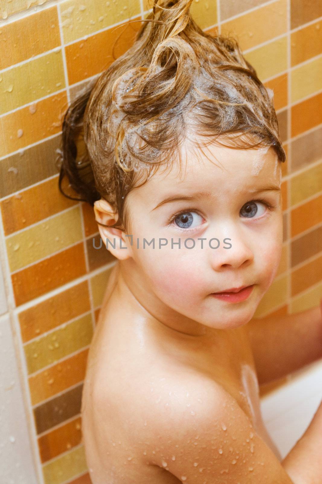 people series: little girl take a bath