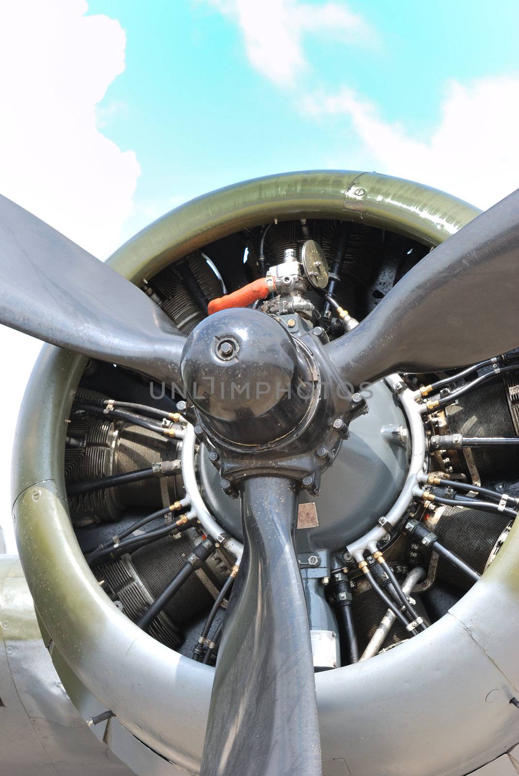 Close up of propeller engine