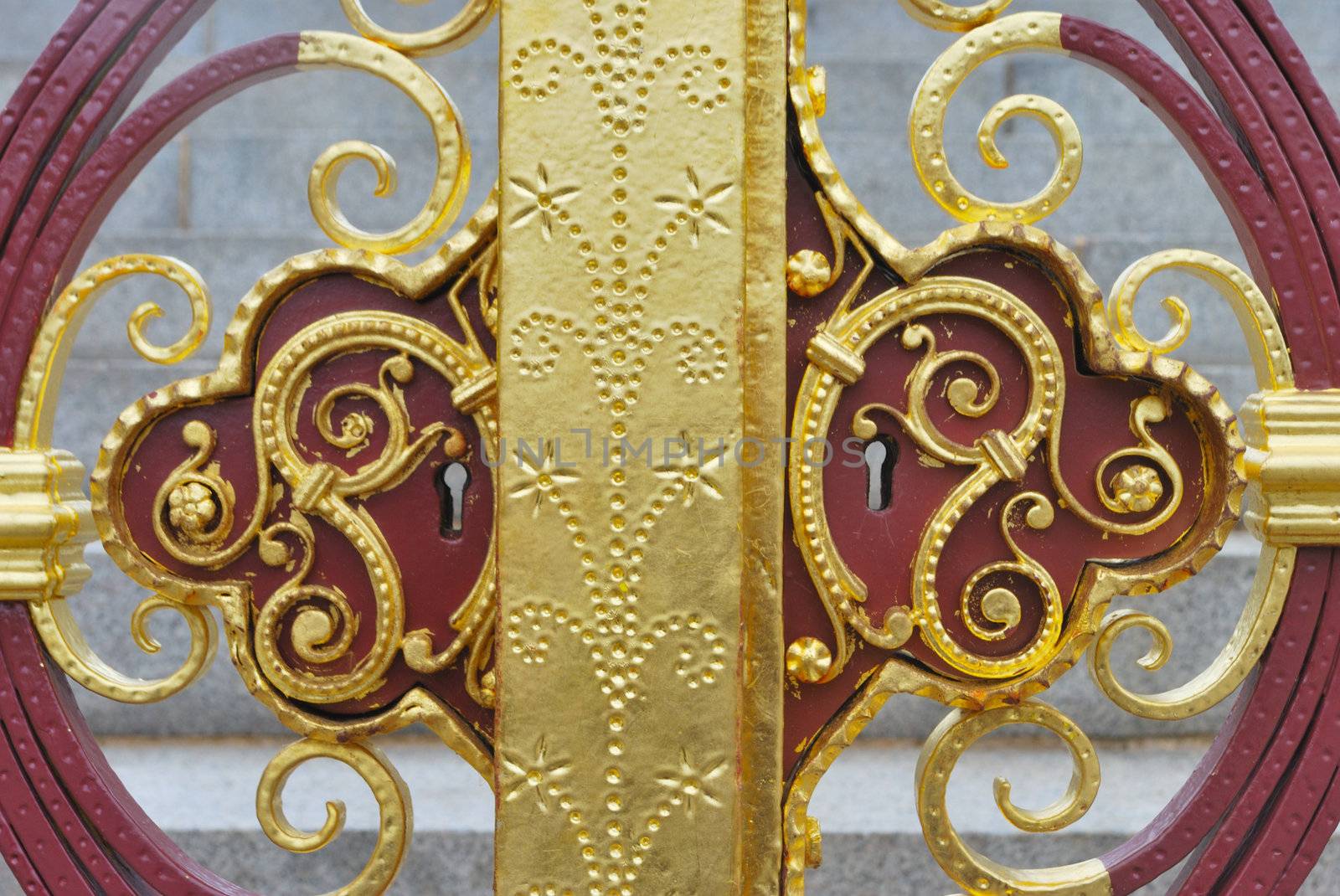 Detail of iron gate showing lock