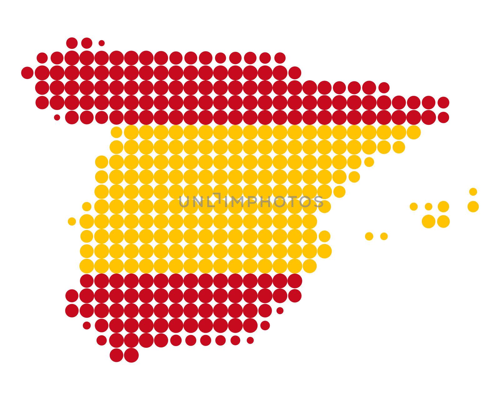 Map and flag of Spain