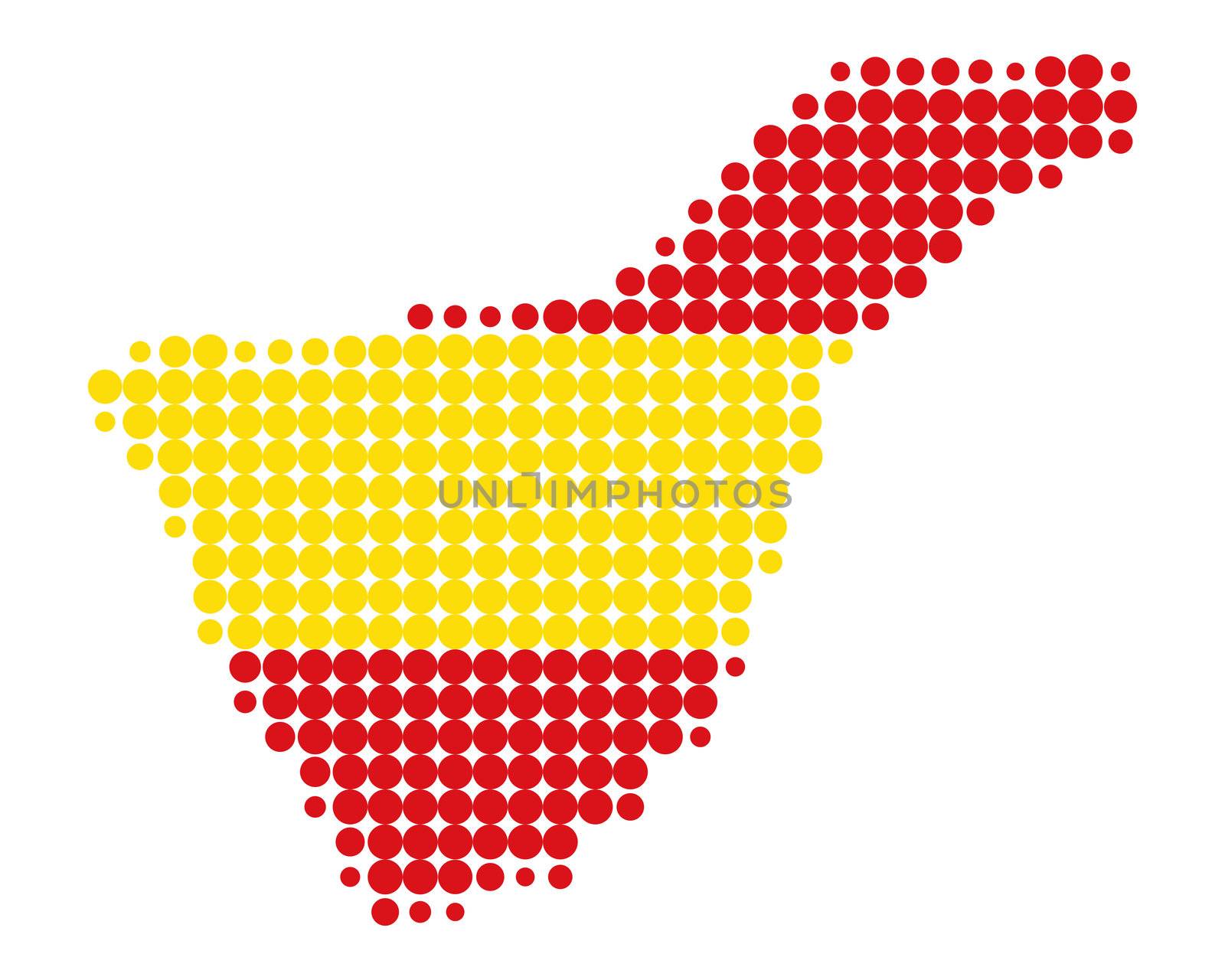 Map of Tenerife in colors of spanish flag