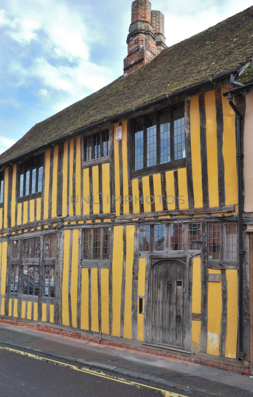 yellow tudor cottage