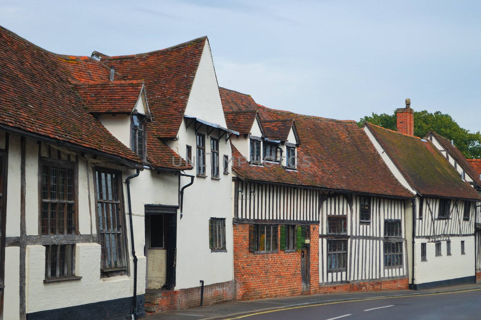row of old cottages