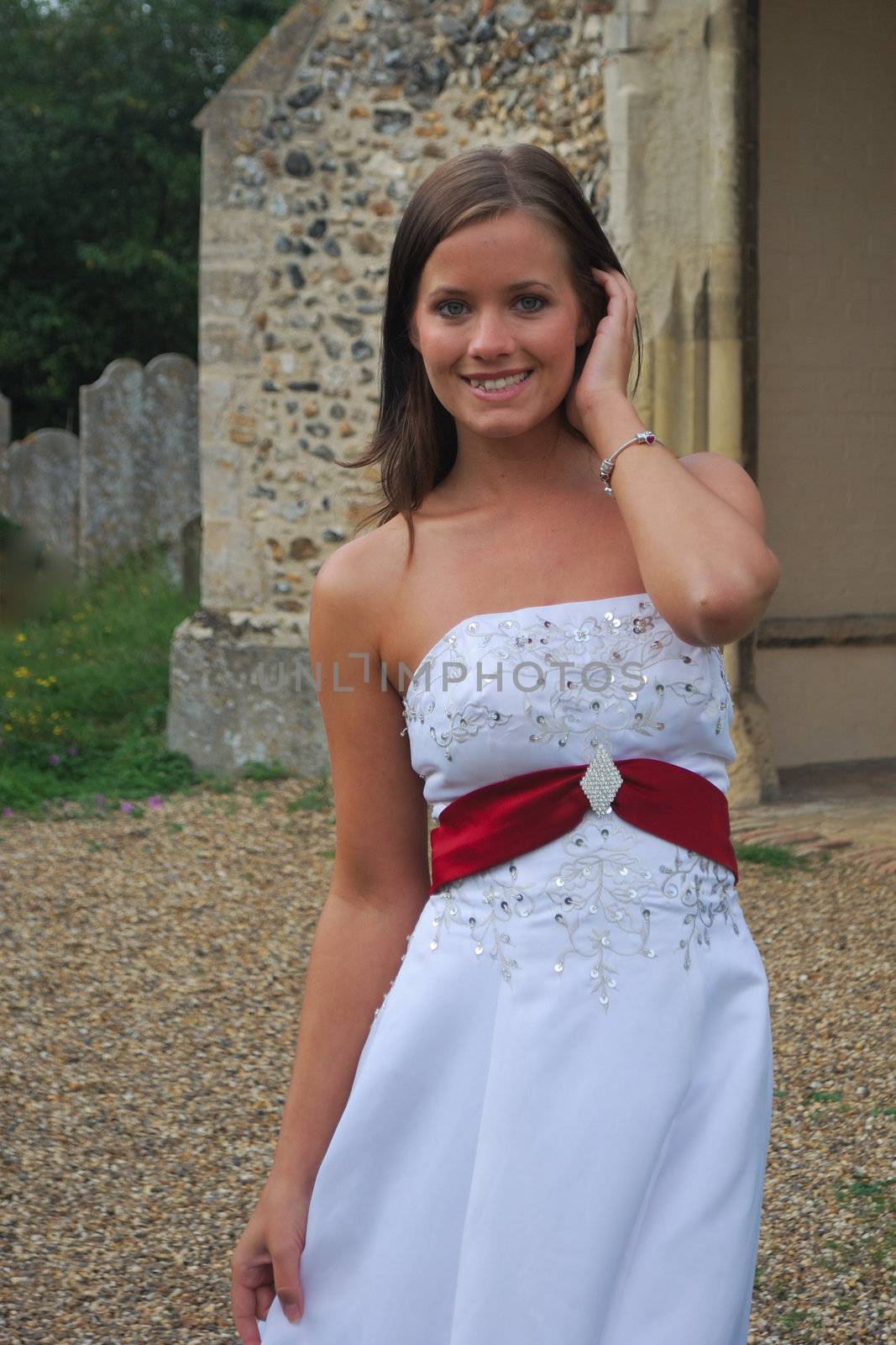 Bride outside church by pauws99