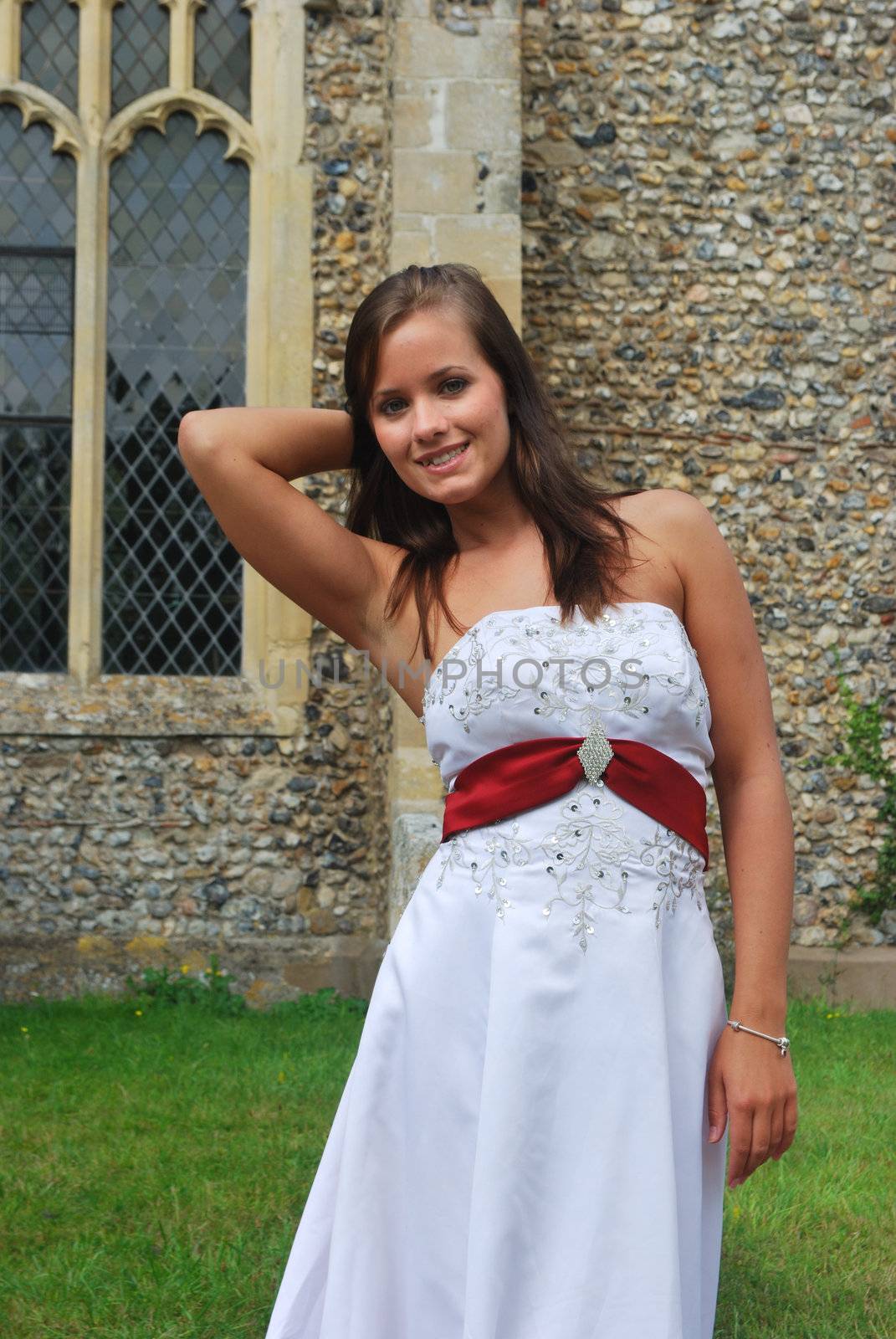 Pretty Bride Outside Church