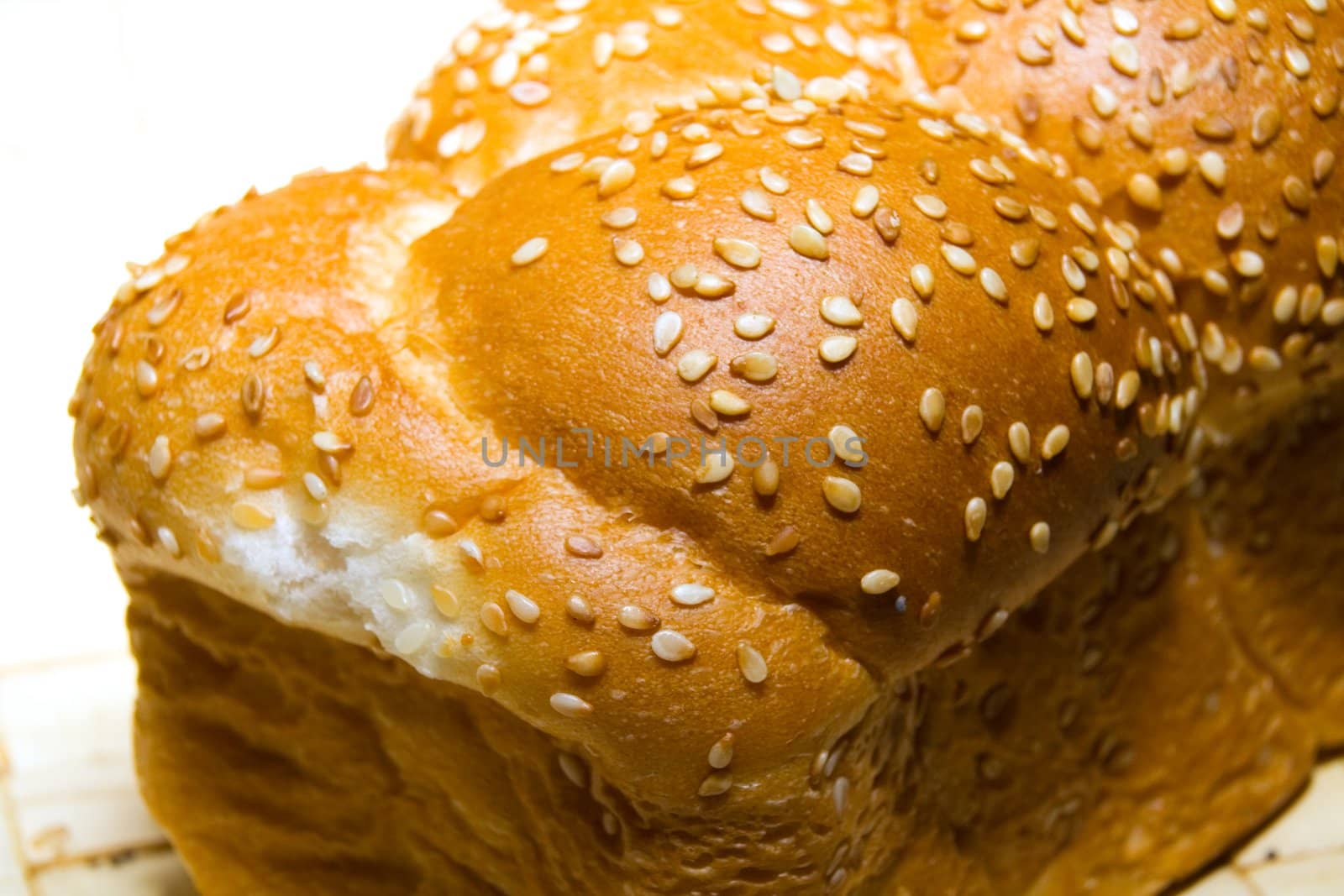 White bread baked from organic flour photographed close up