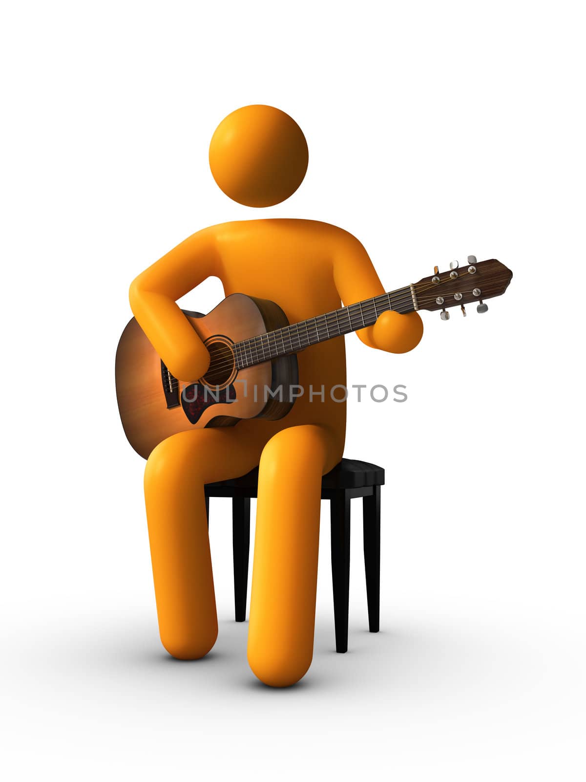 Stick figure playing Acoustic Guitar