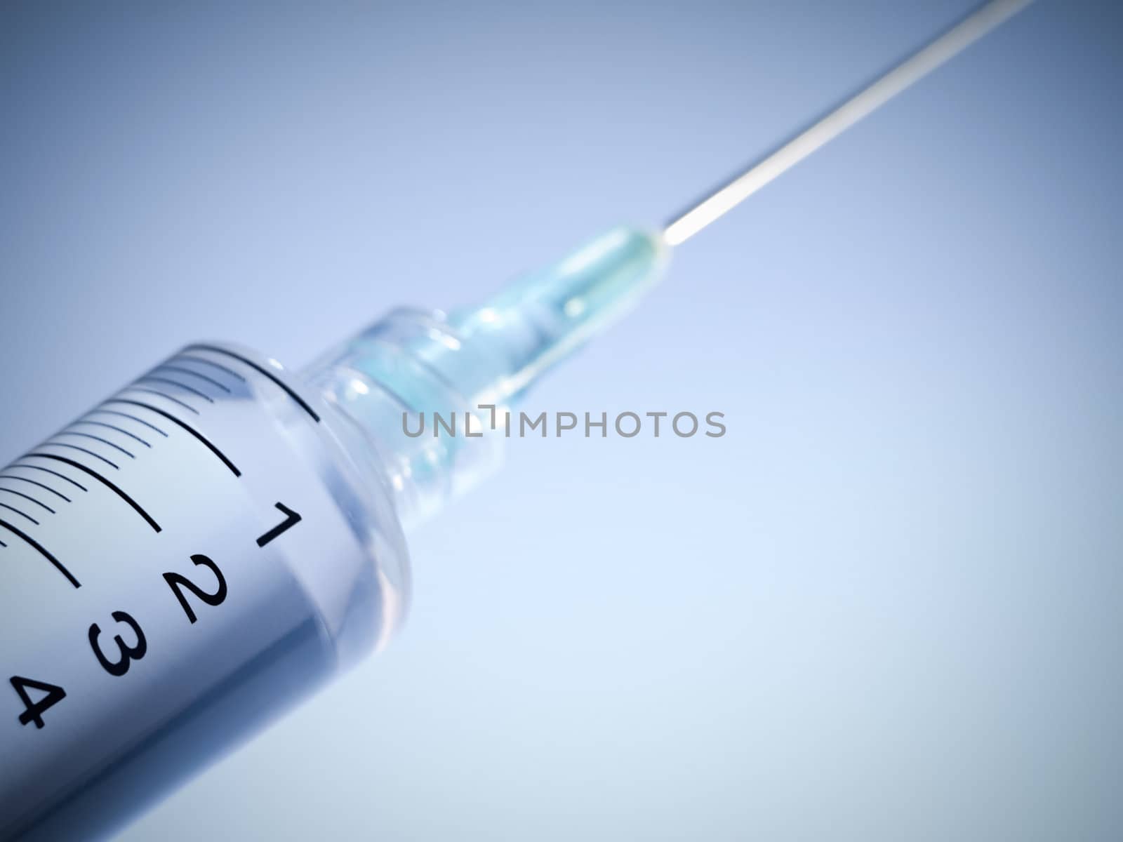 Close up of a syringe. Focus on numbers.