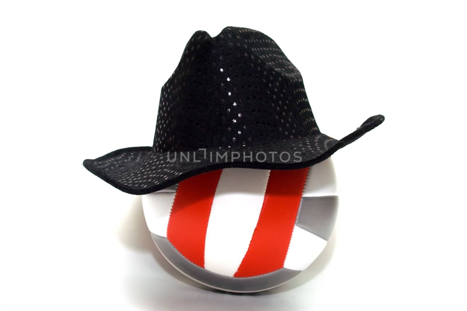 Ball for Sport games in Red, White and Grey colors on white background.