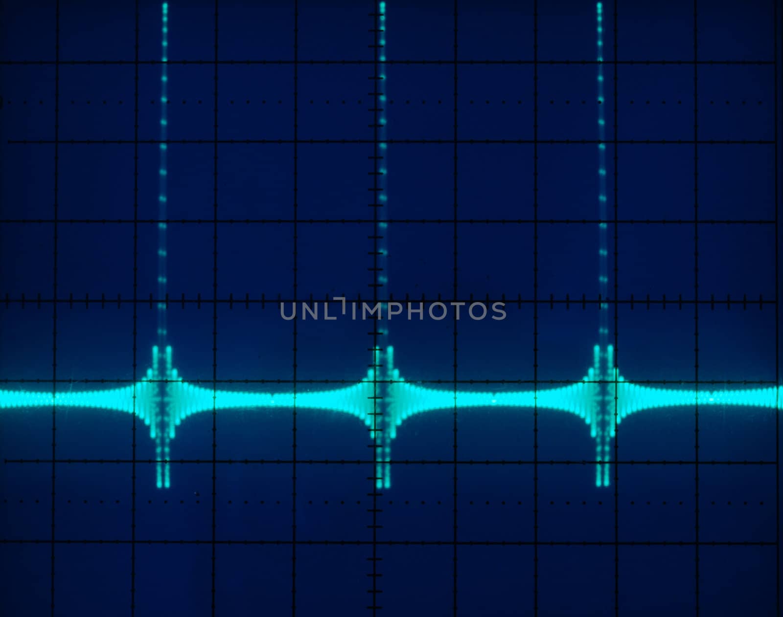 Stock pictures of waveform displays correspondig to several electrical and electronic signal for analysis