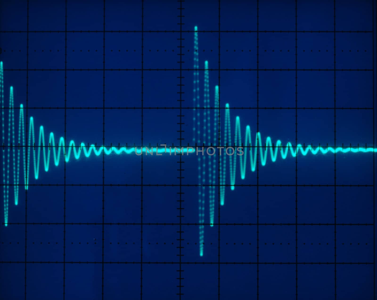 Stock pictures of waveform displays correspondig to several electrical and electronic signal for analysis