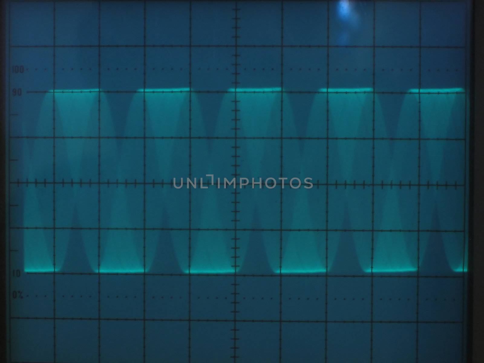 electrical signals displayed on the screen of an oscilloscope