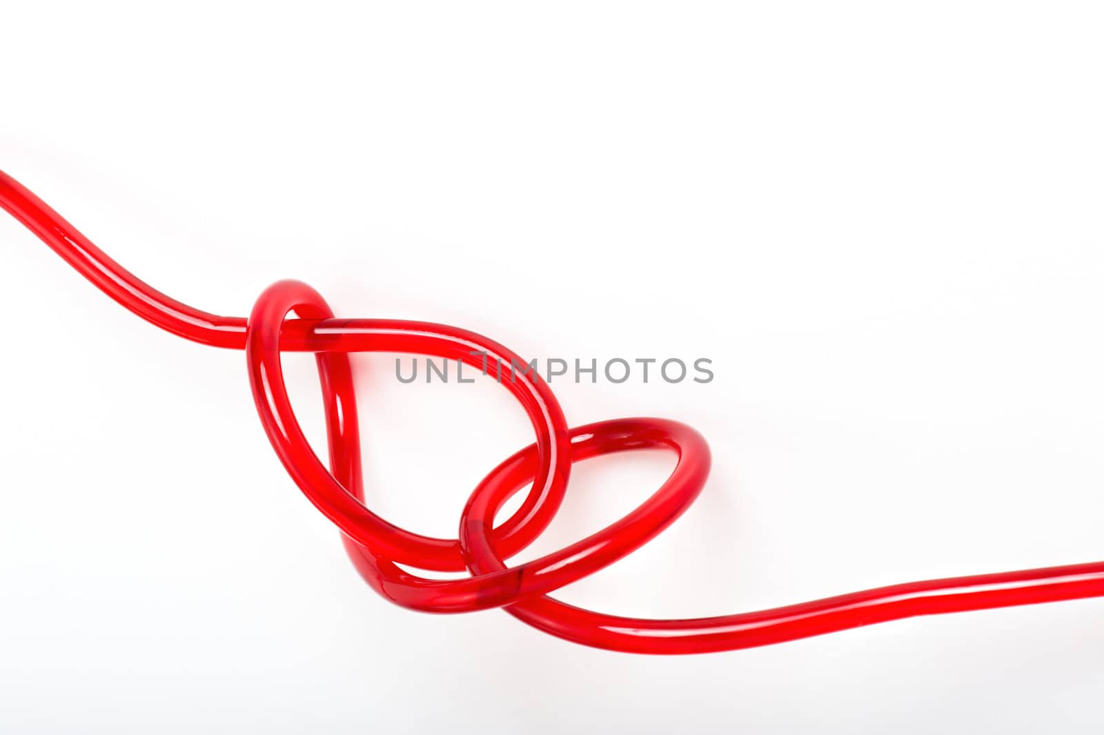 Knot of the gel red jumping-rope