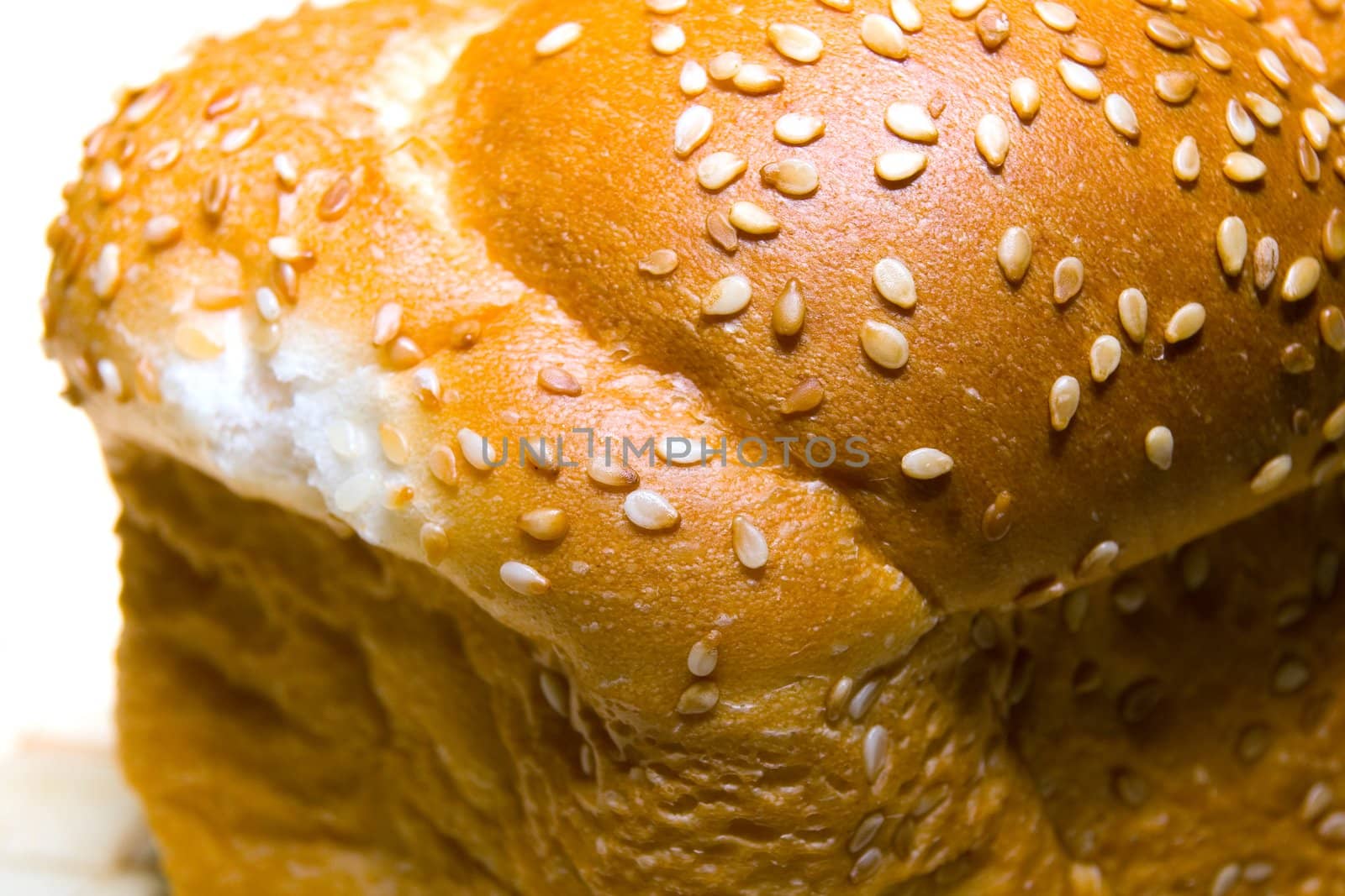 White bread baked from organic flour photographed close up