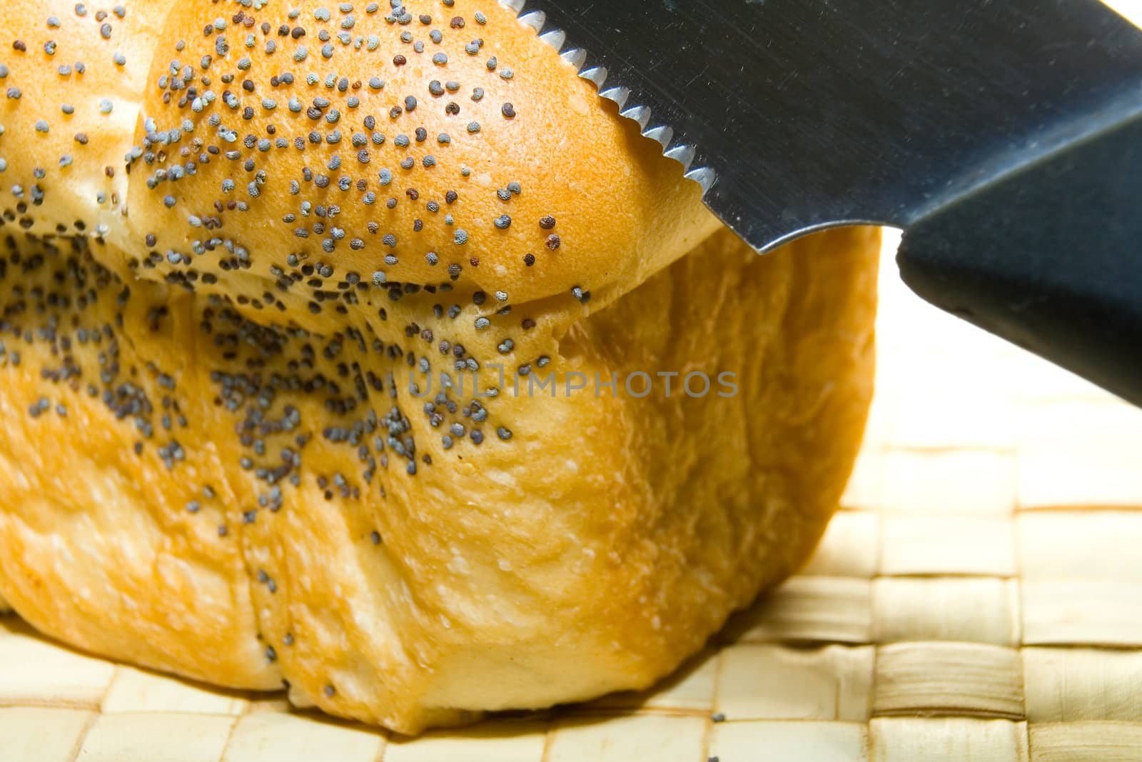 White bread baked from organic flour photographed close up