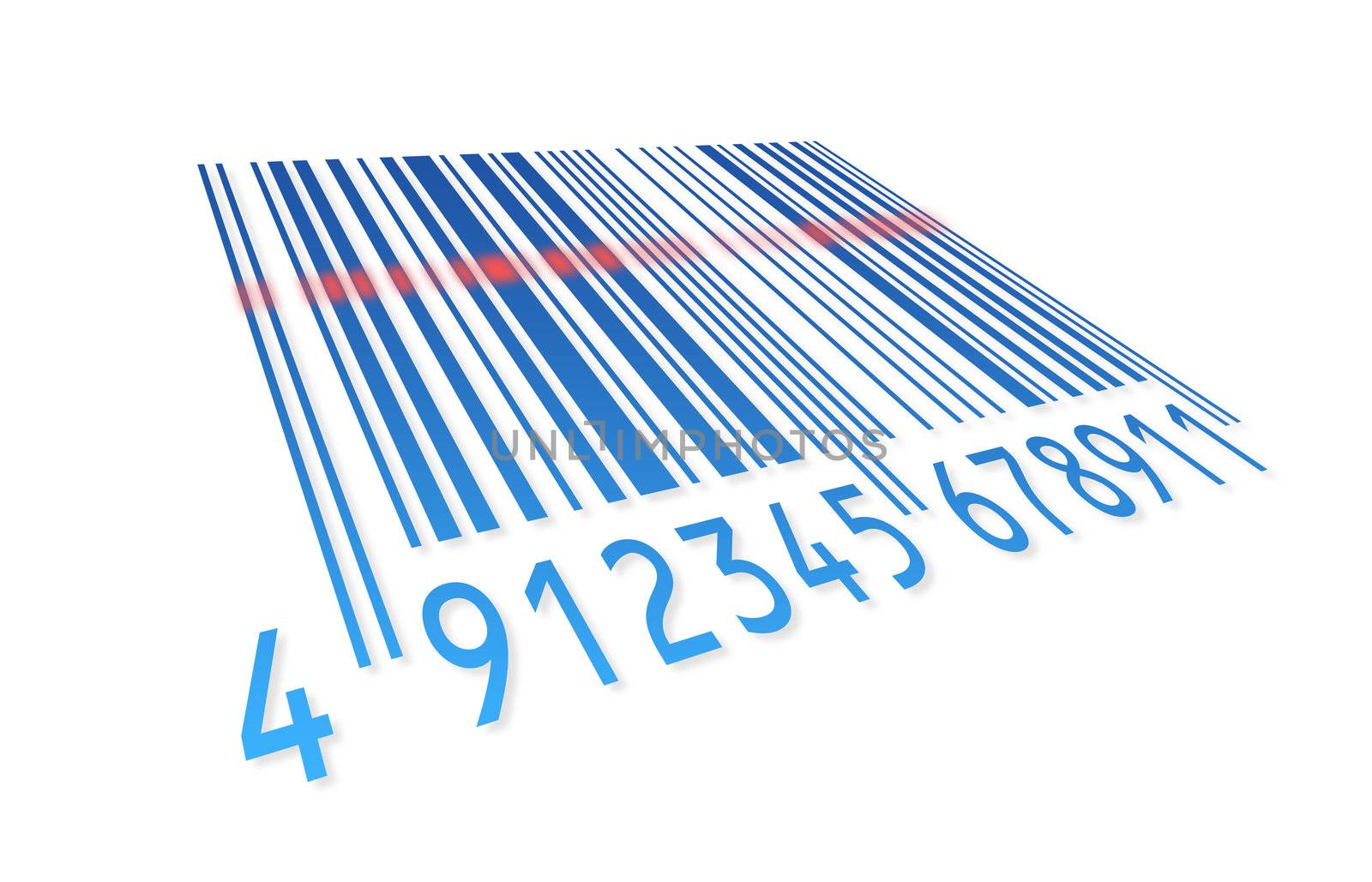 High resolution graphic of a bar code with laser line. 