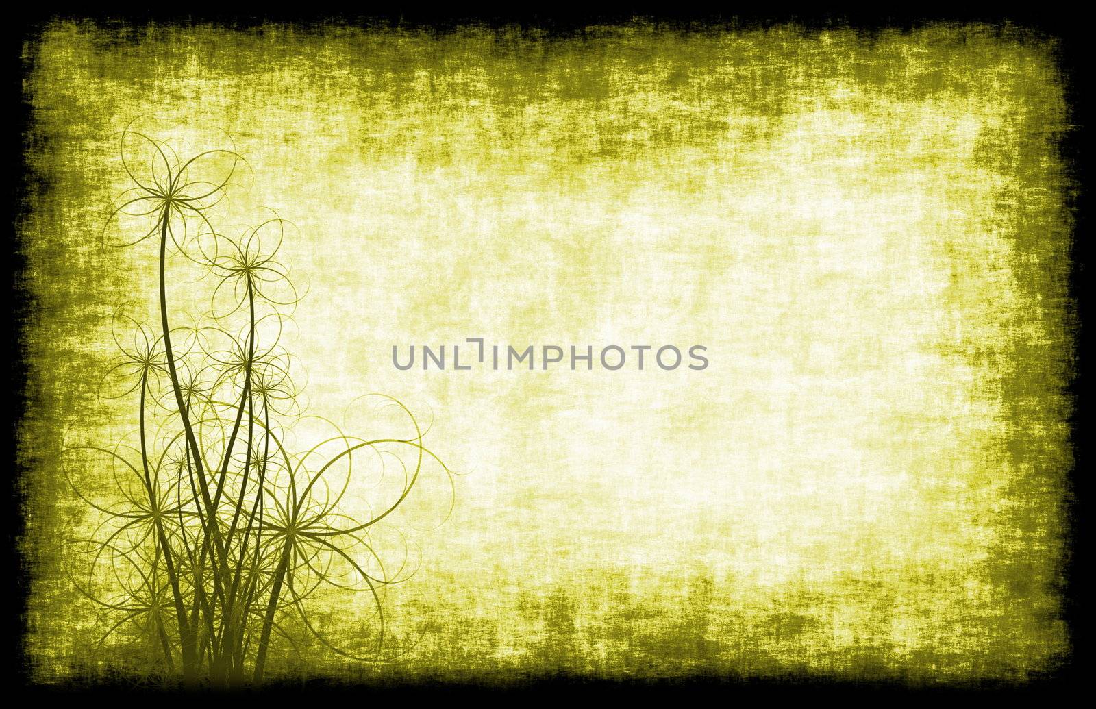 A Grunge Parchment Floral as Abstract Background
