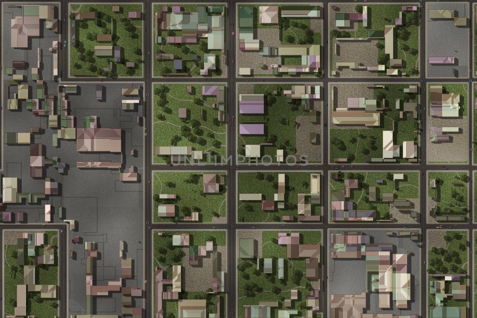 Aerial View of a City Suburb as Art