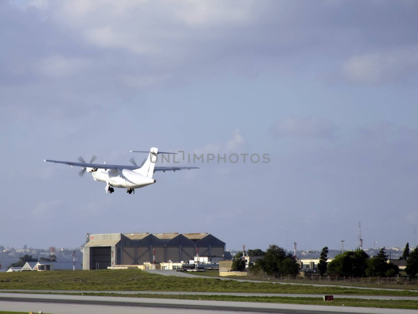 Civil aircraft taking off at an airfield in Malta