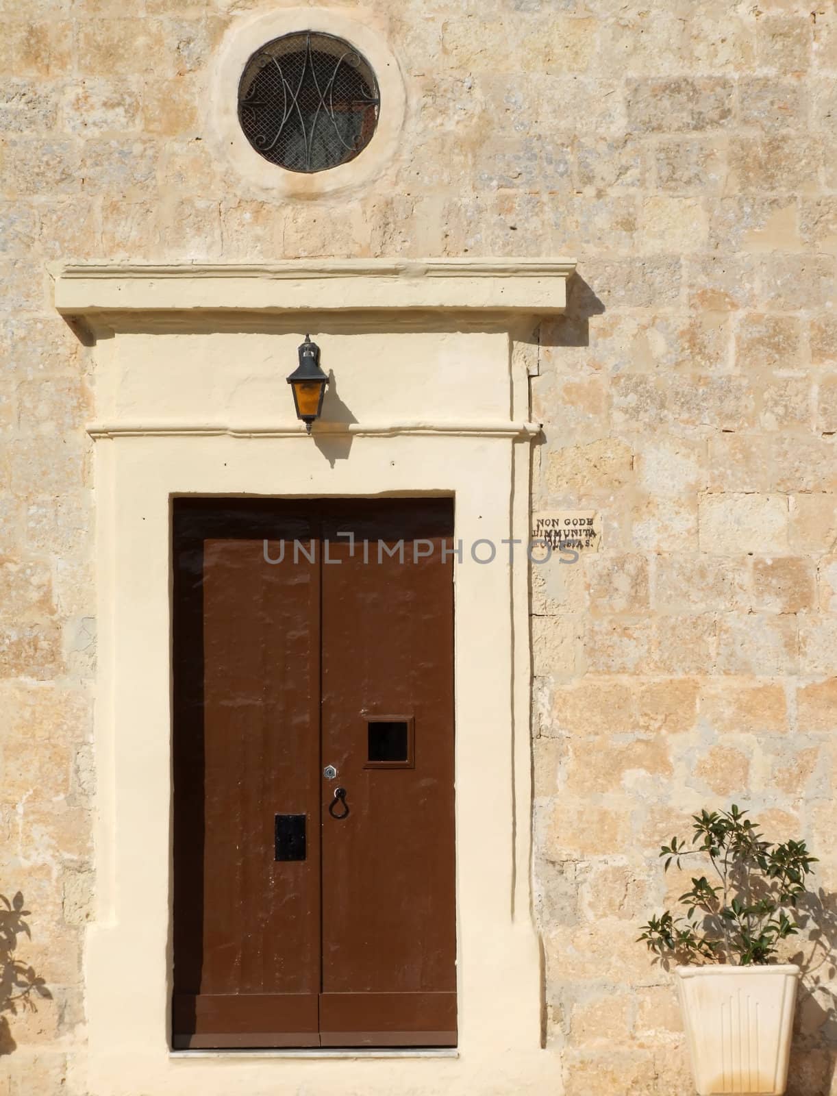 Doorway to a medieval little chapel in the Mediterranean island of Malta