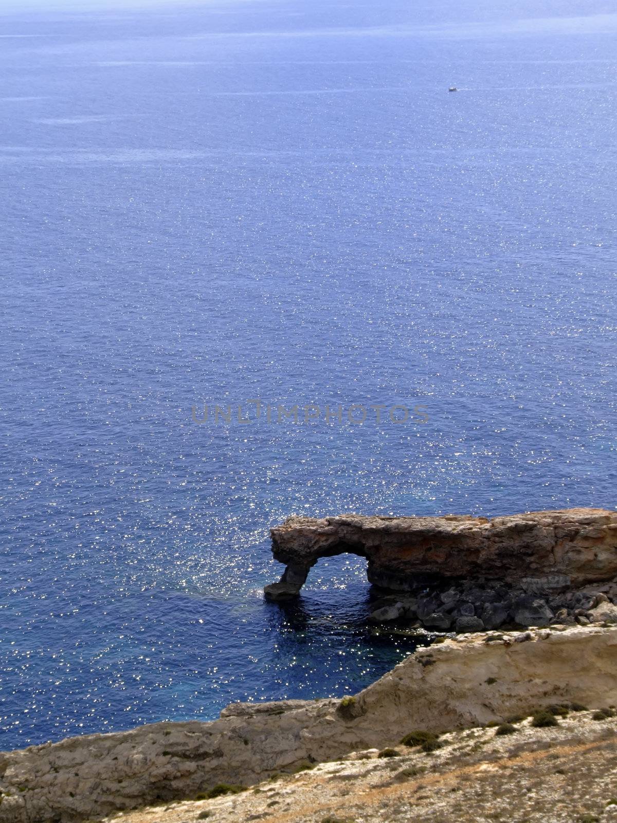Typical ocean landscape and scenery from the coast in Malta.