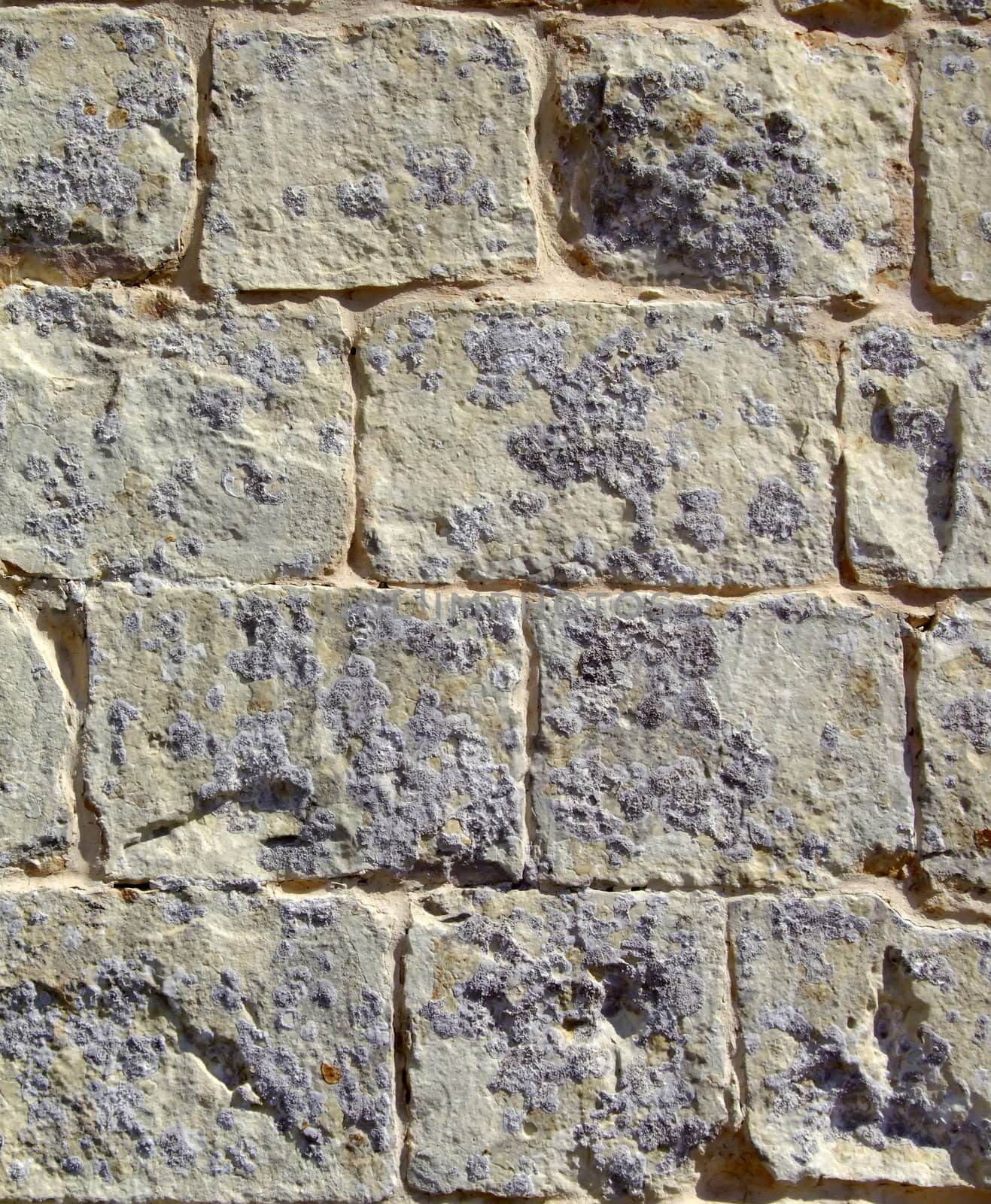 Detail and texture of medieval buildings. Limestone wall in Malta.