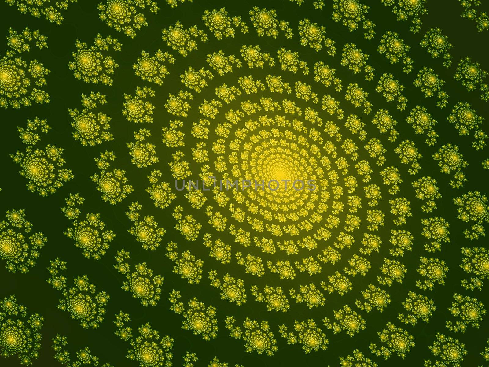 The harmonious image invented fractal spirals of yellow colour.
