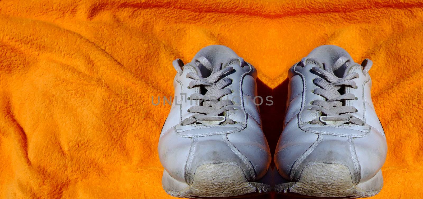 Detail shot of old worn out sneakers, depicting the sneaker culture