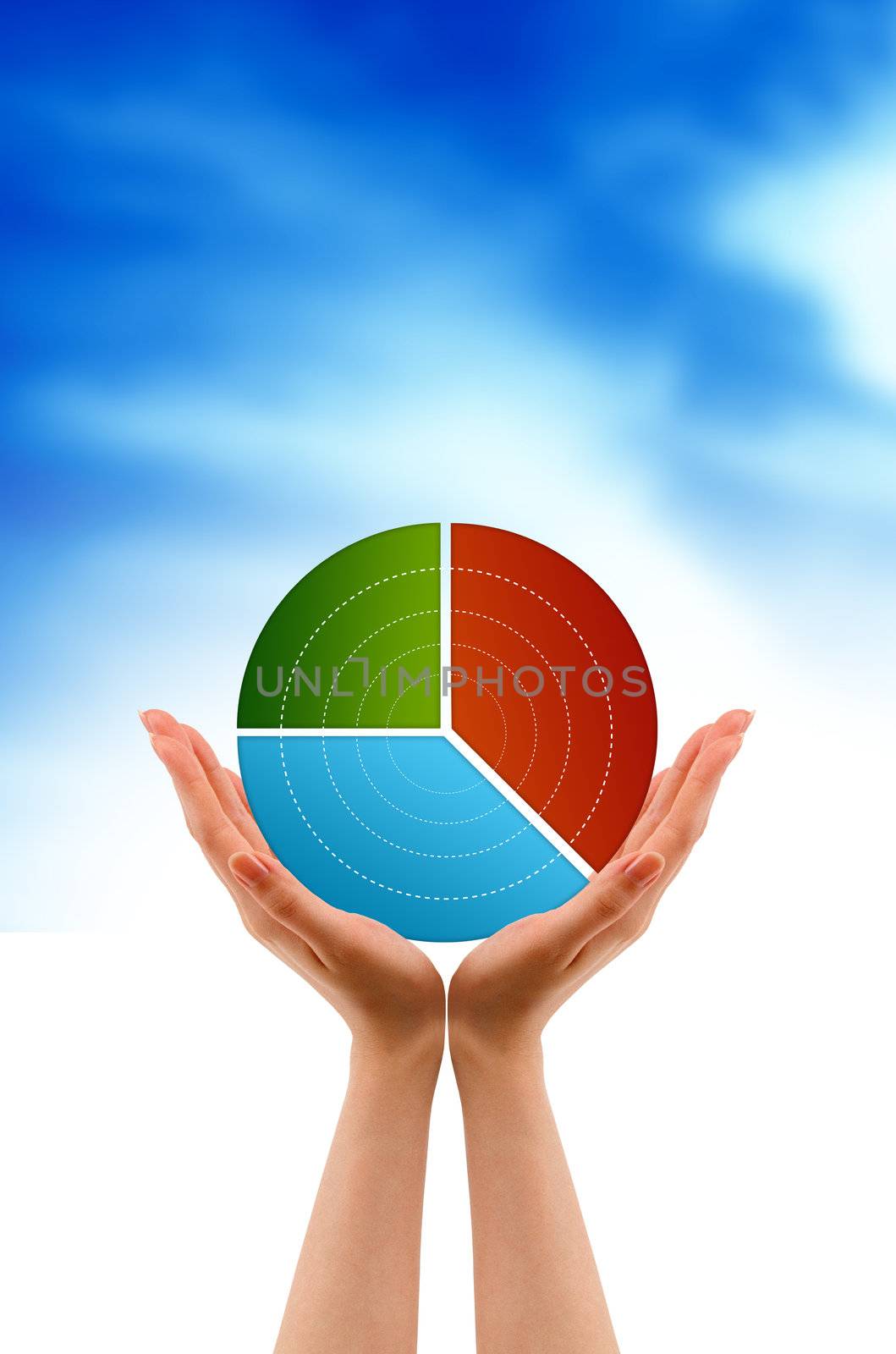 Hands holding a pie chart by kbuntu