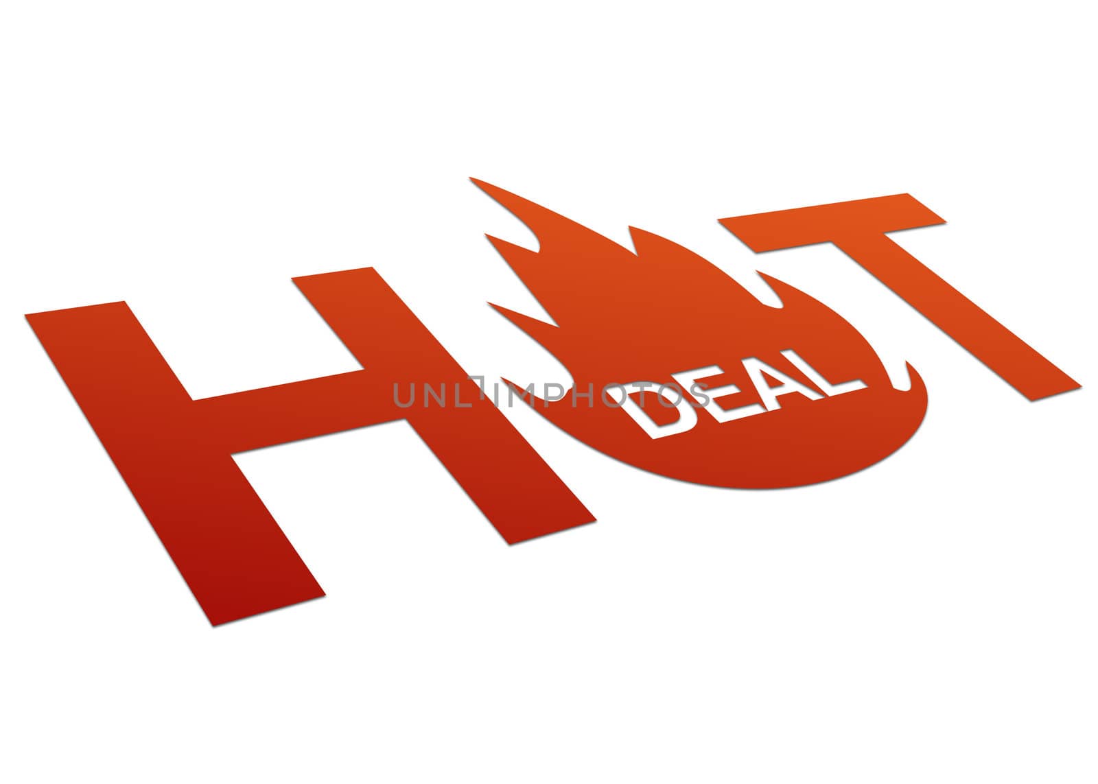 High resolution perspective graphic of a hot deal sign.