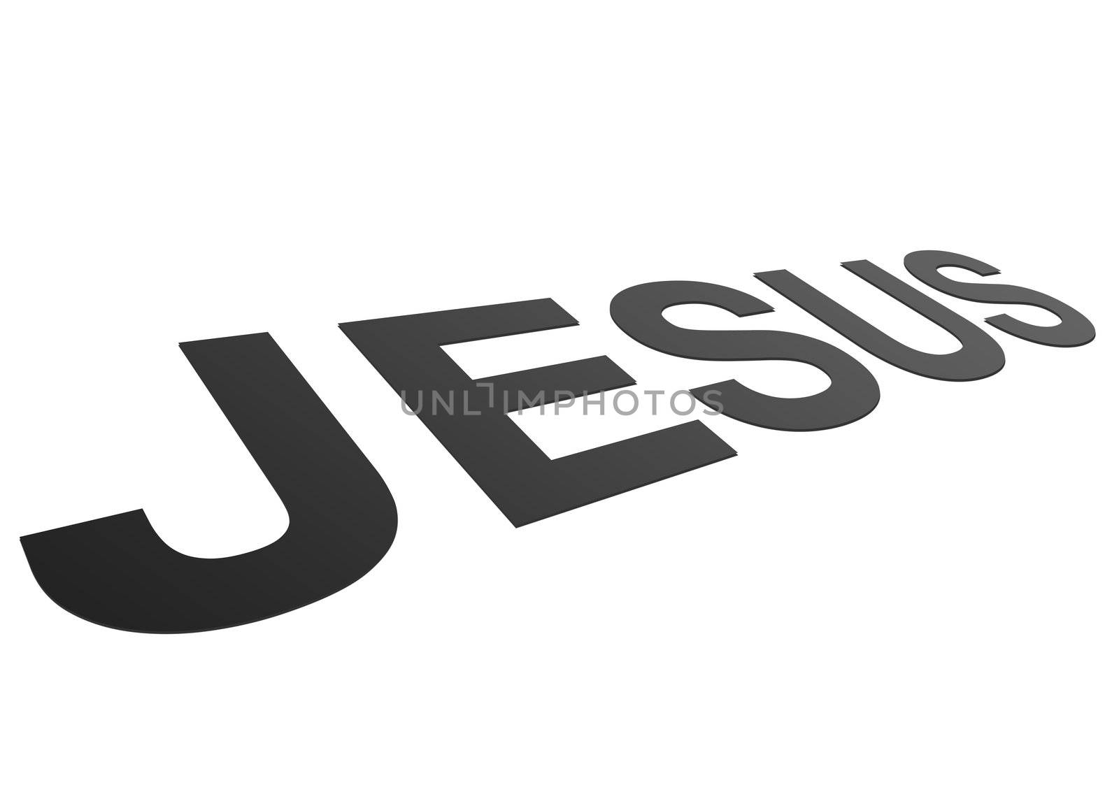 High resolution perspective graphic of the word Jesus.