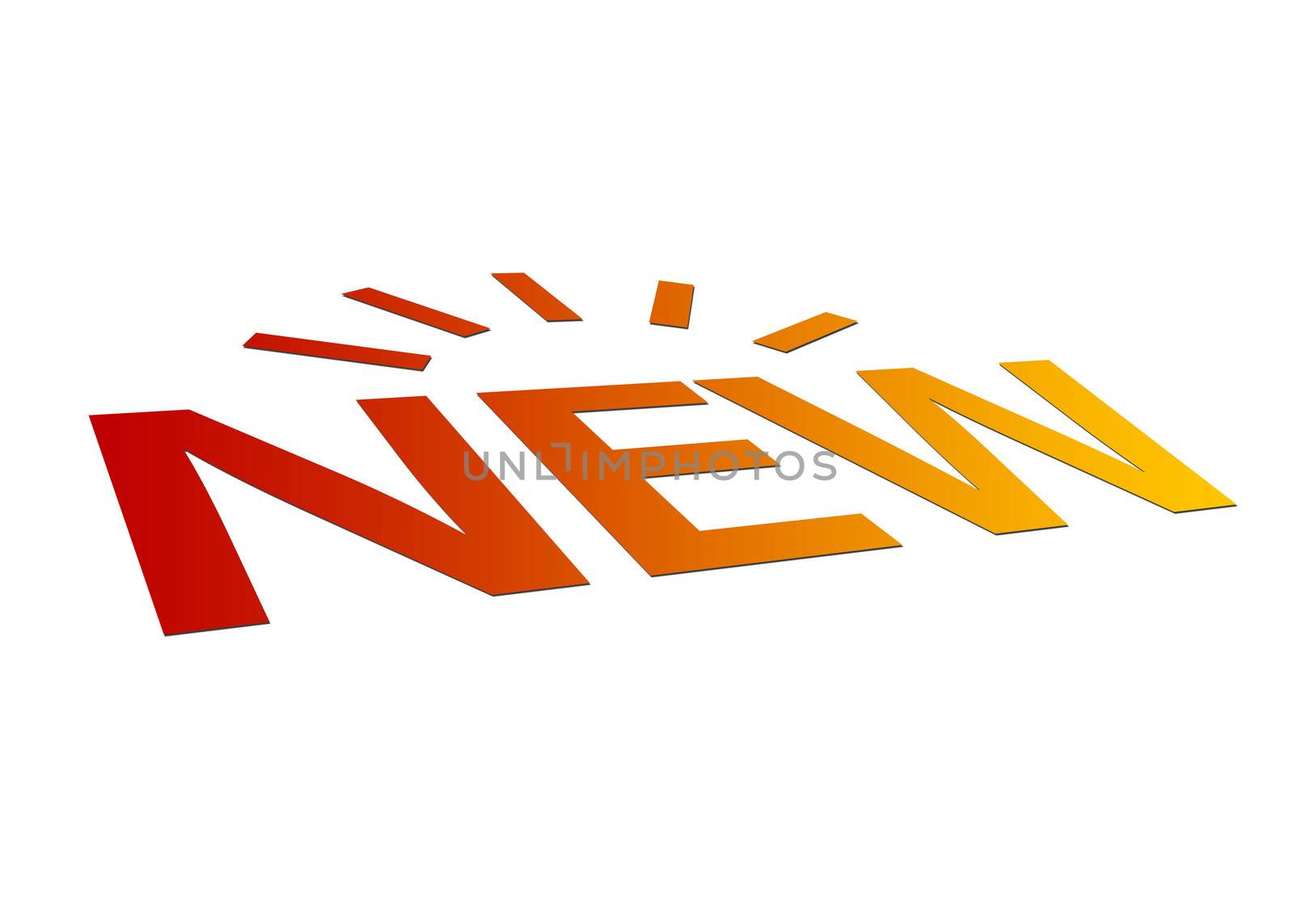 High resolution perspective graphic of the word NEW