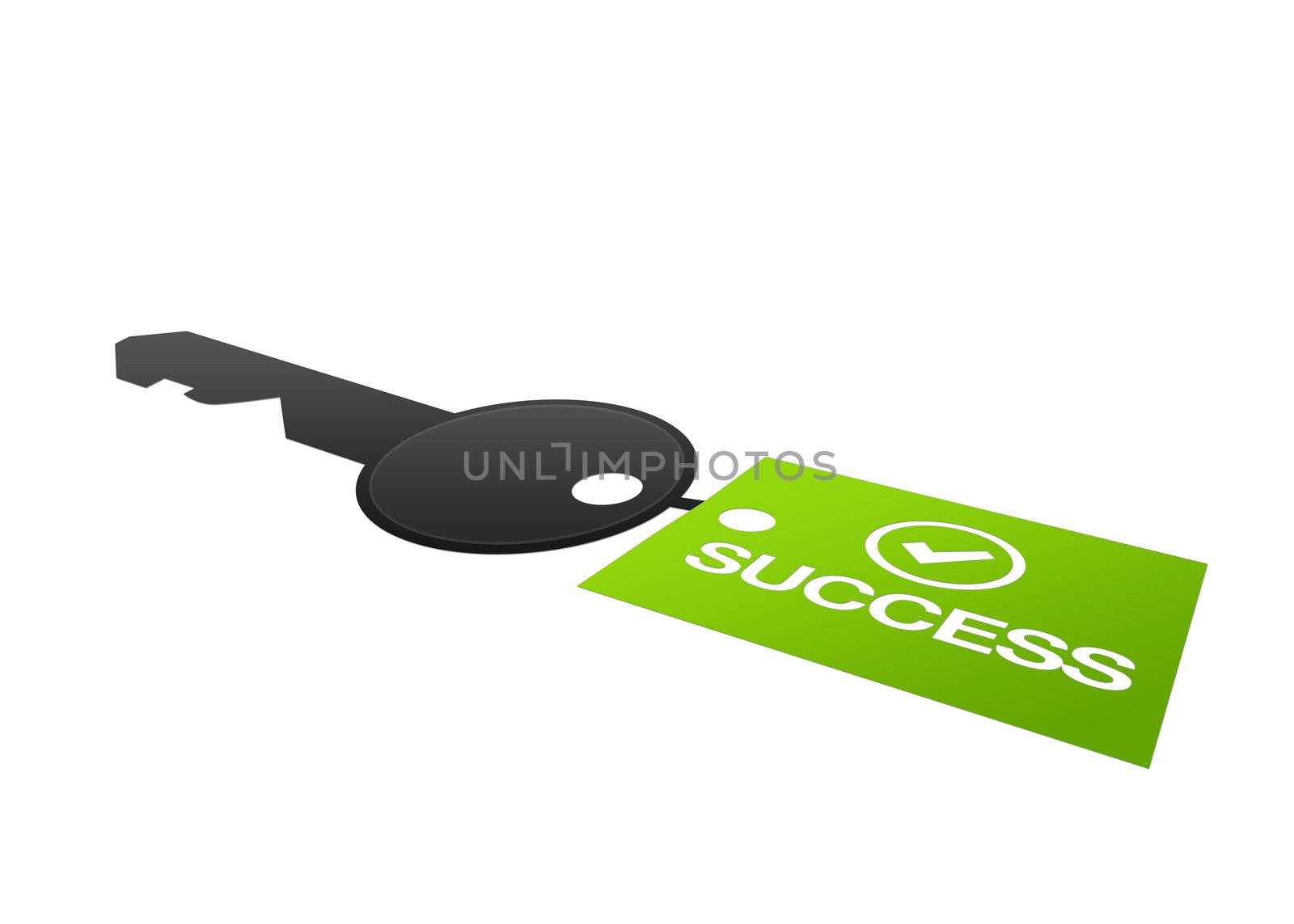 High resolution perspective graphic of a key with success label.