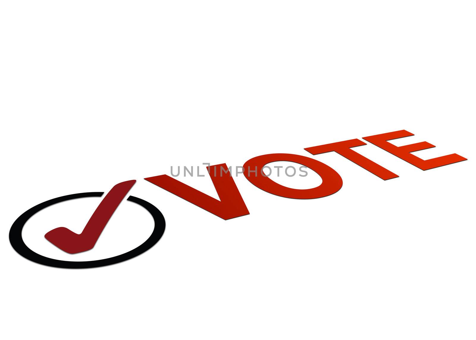 High resolution perspective graphic of vote plus checkmark.
