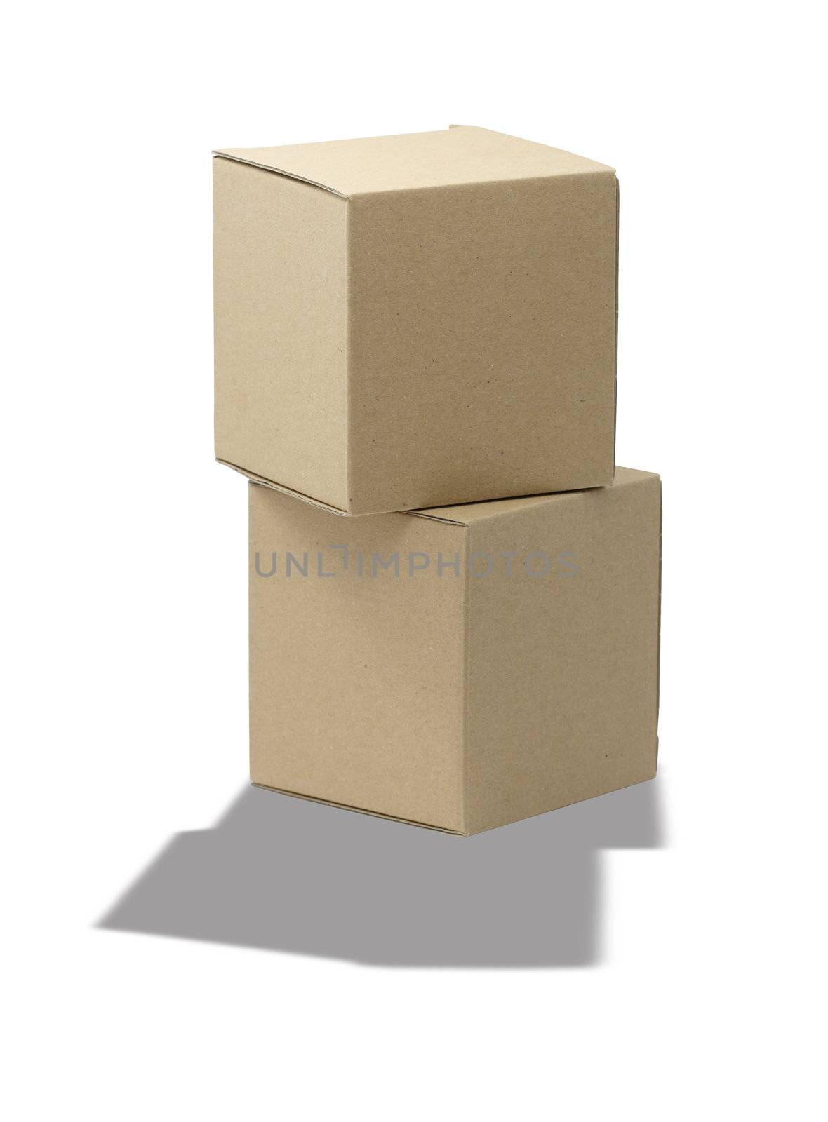 Two carton boxes isolated on white background with clipping path