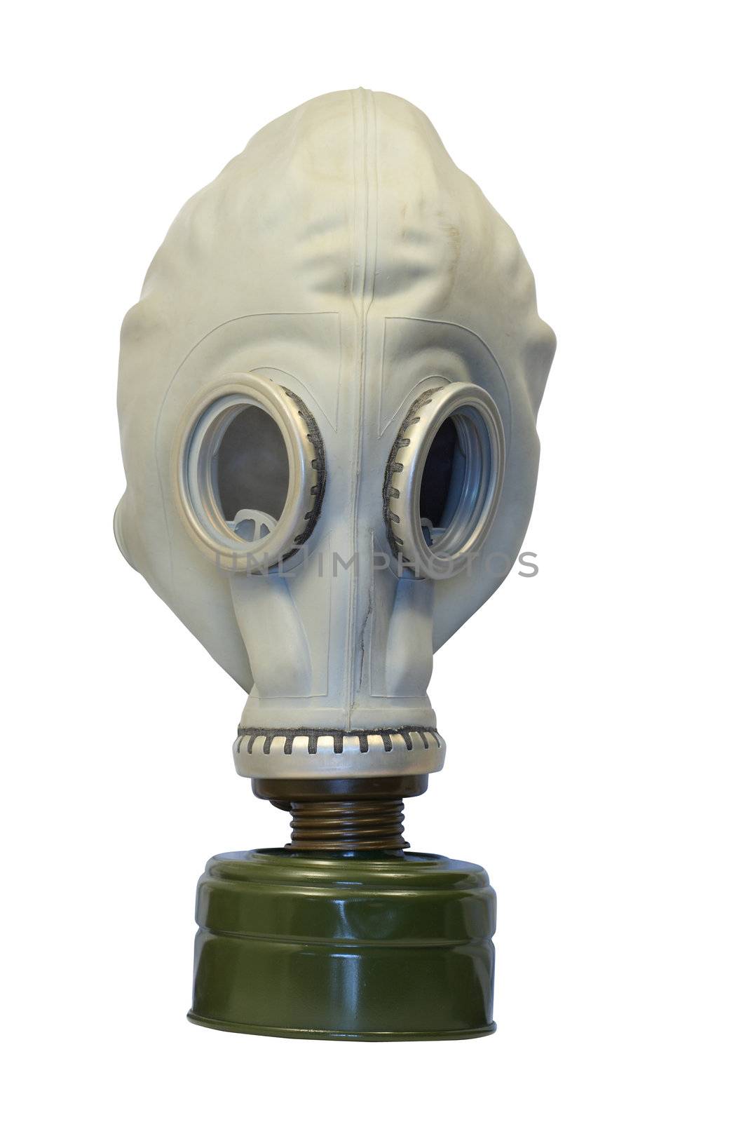Old military gas mask isolated on white background with clipping path