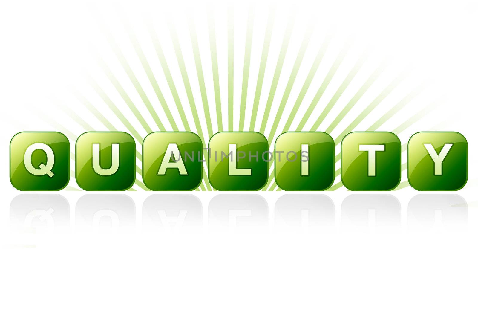 High resolution promotional graphic with the word quality.