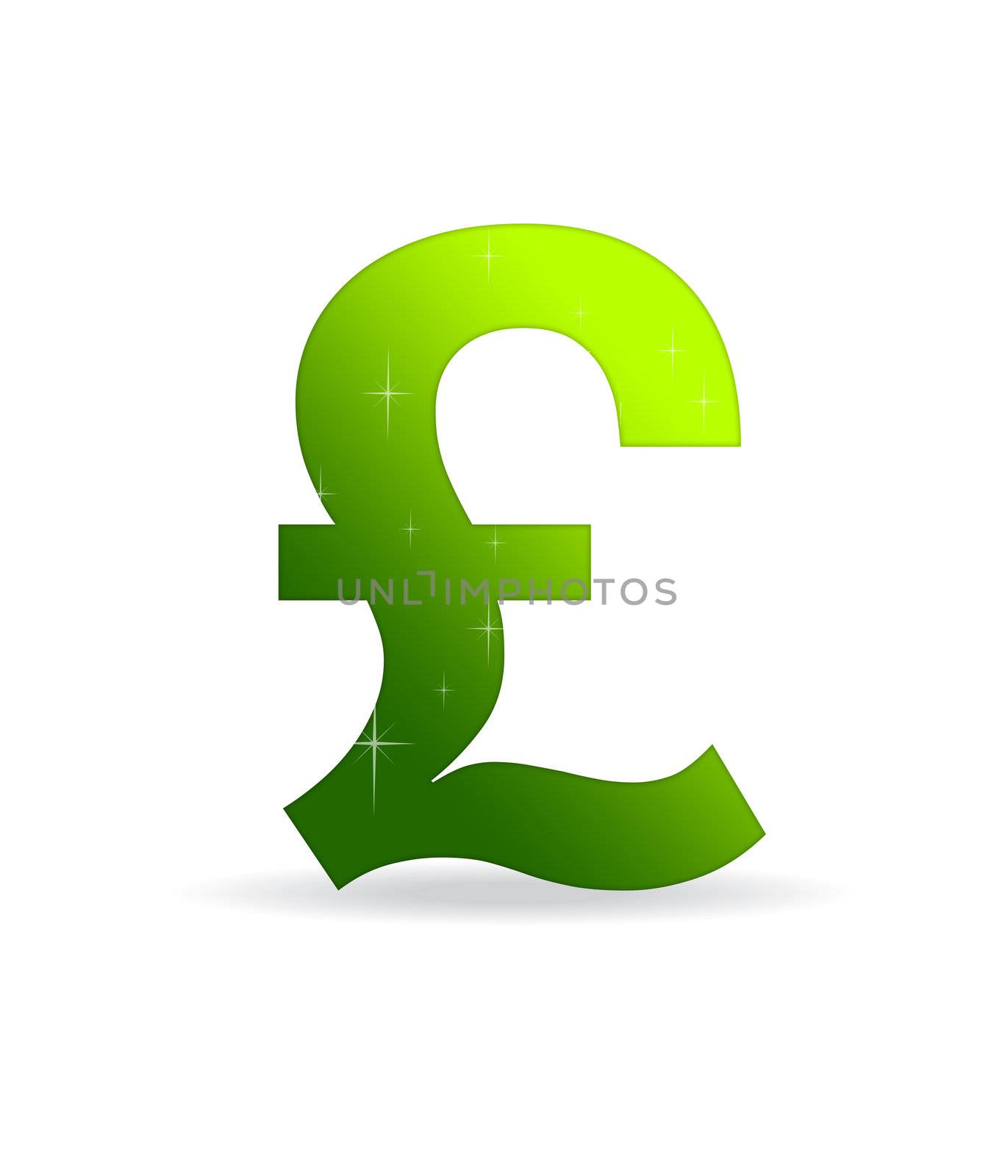 High resolution gree British pound sign standing with stars.