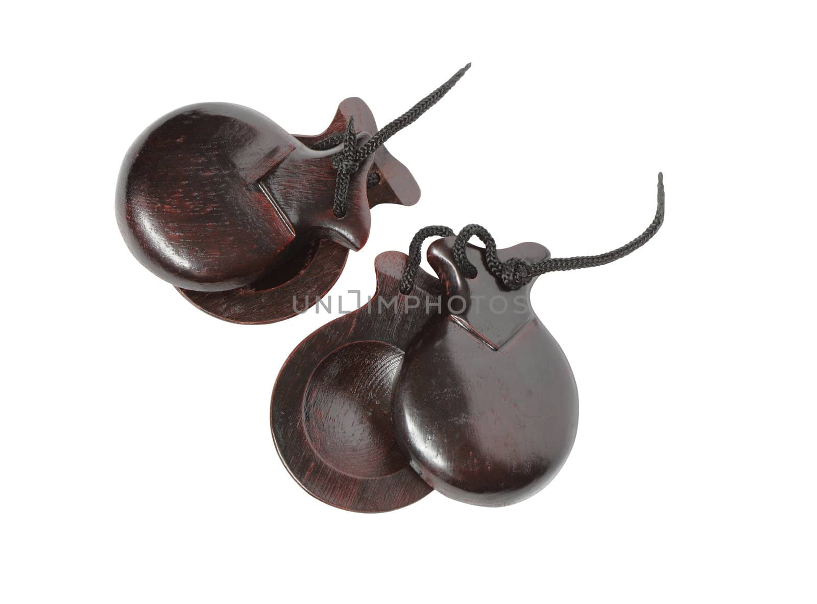 Two Spanish Castanets isolated over white with clipping path