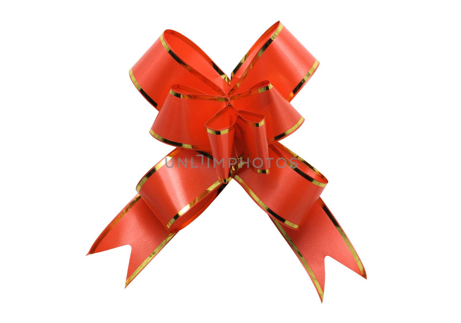 Nice red gift bow isolated on white background with clipping path
