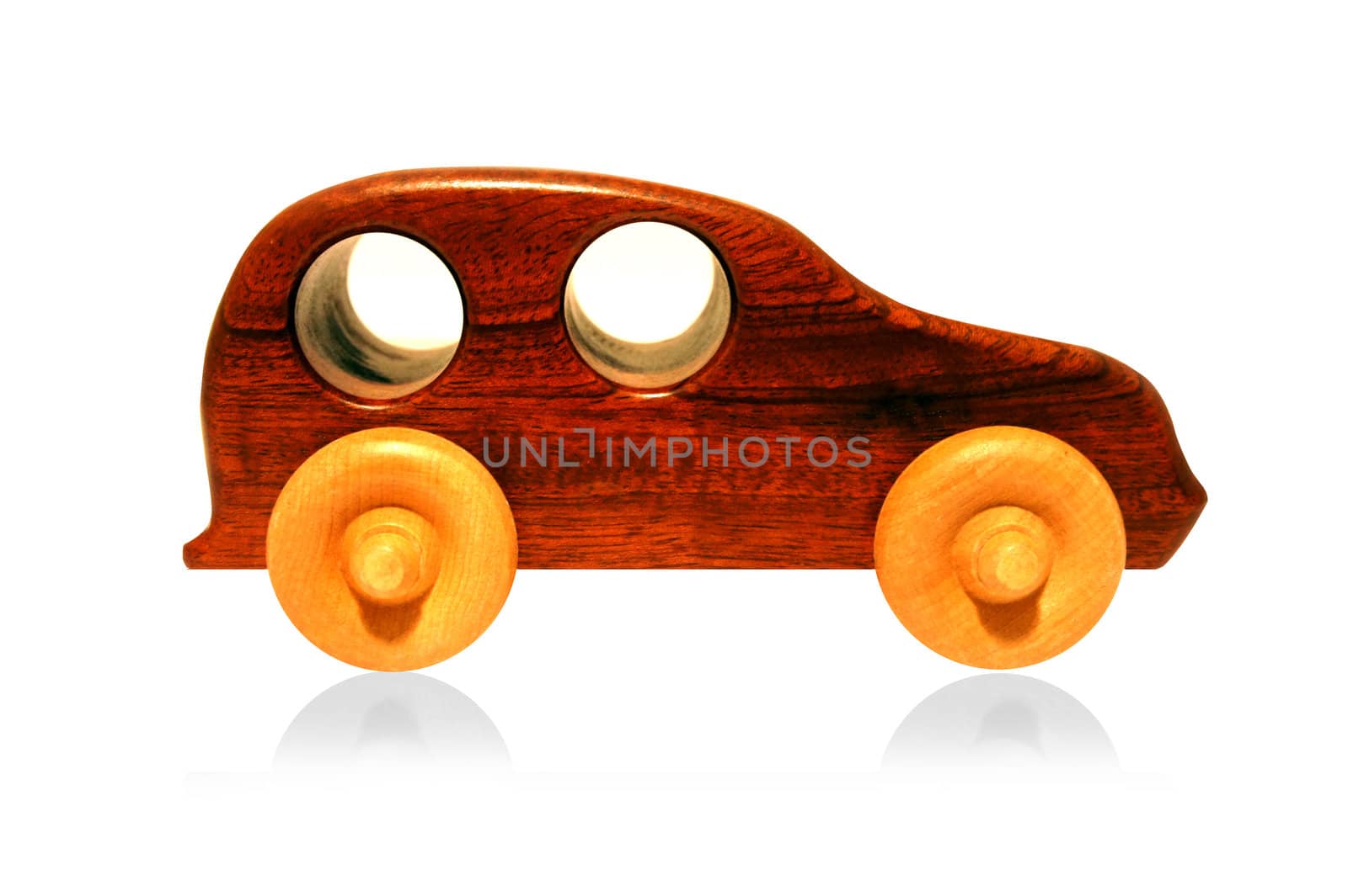 Isolated Wood toy car on white background