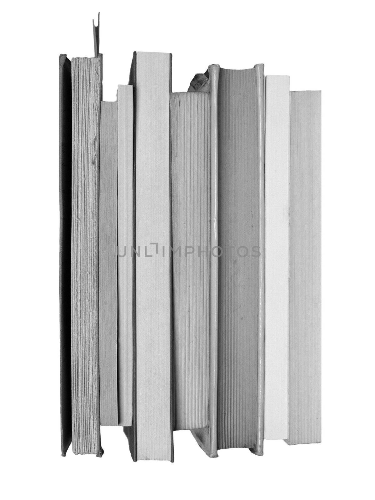 Pile or stack of books over a white background