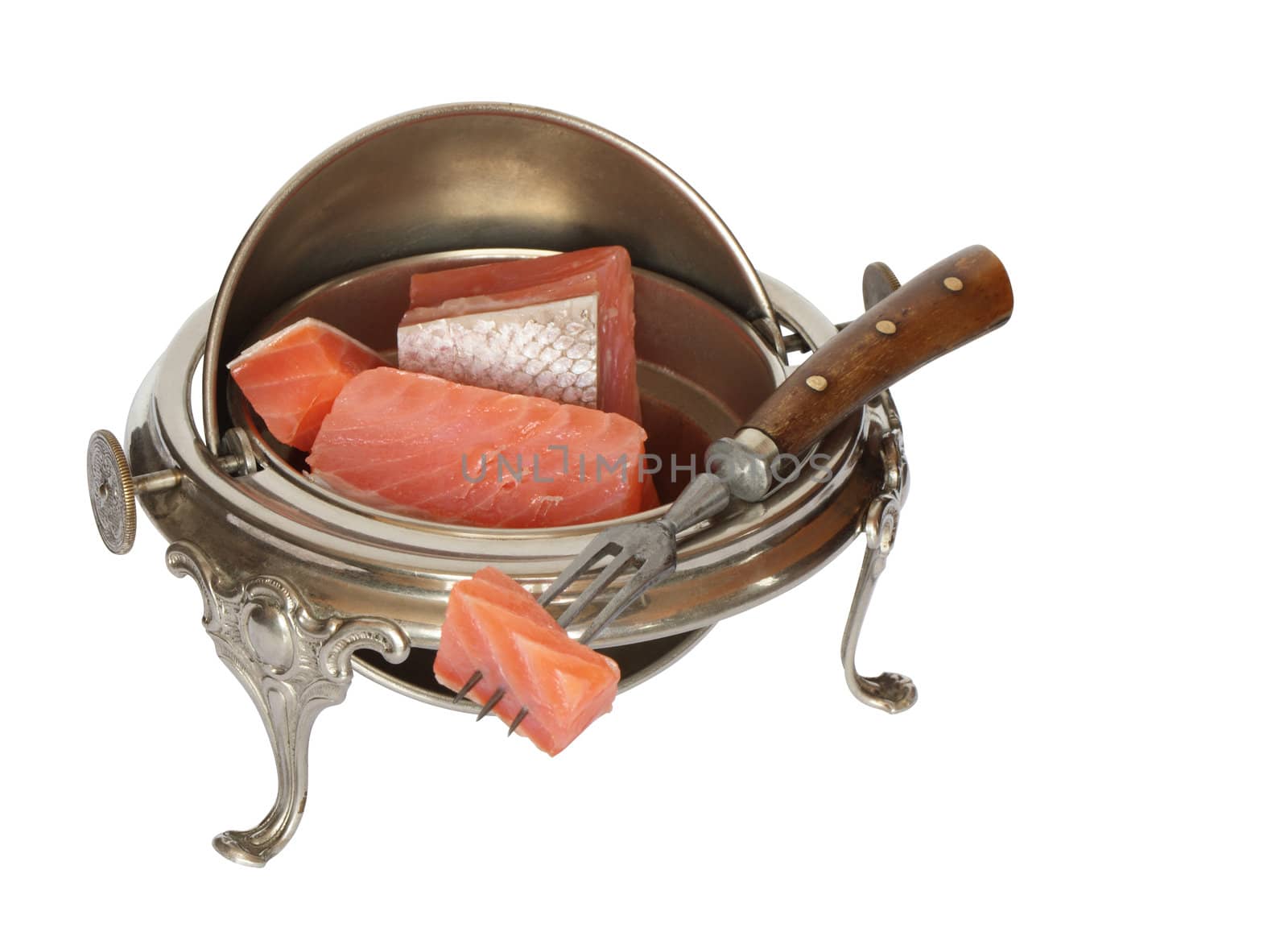 Vintage Dishware With Salmon by kvkirillov