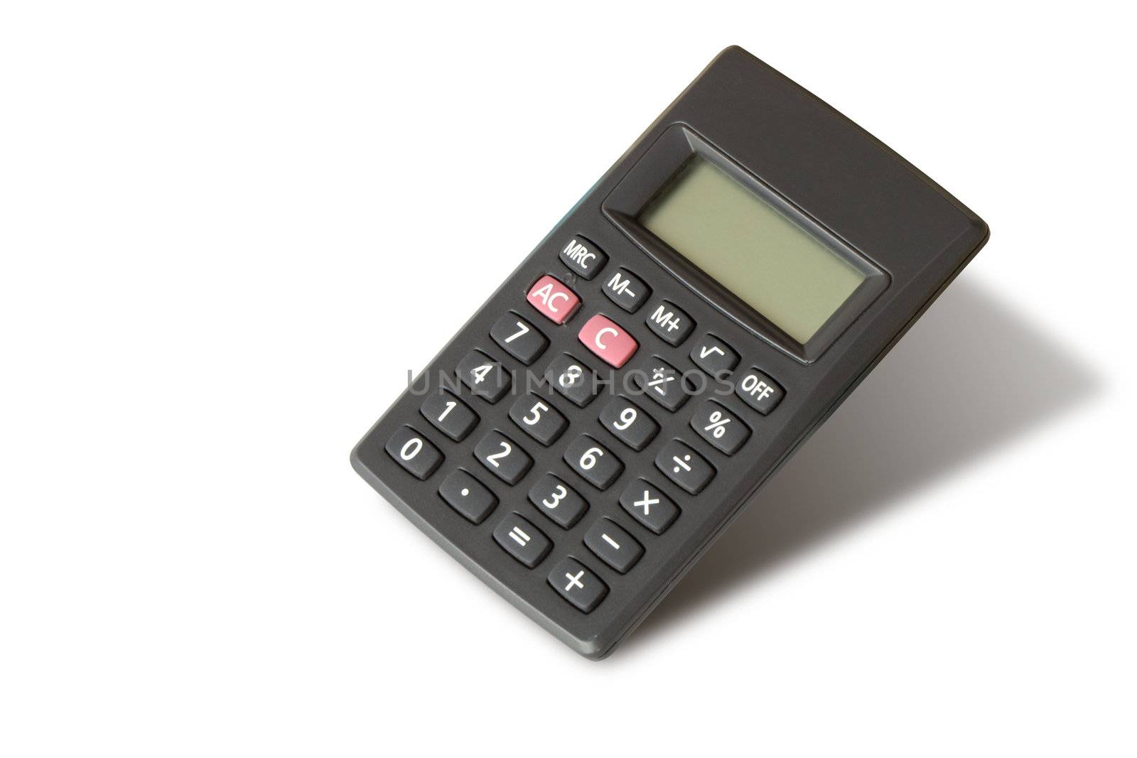 Small electronic calculator isolated on white with clipping path