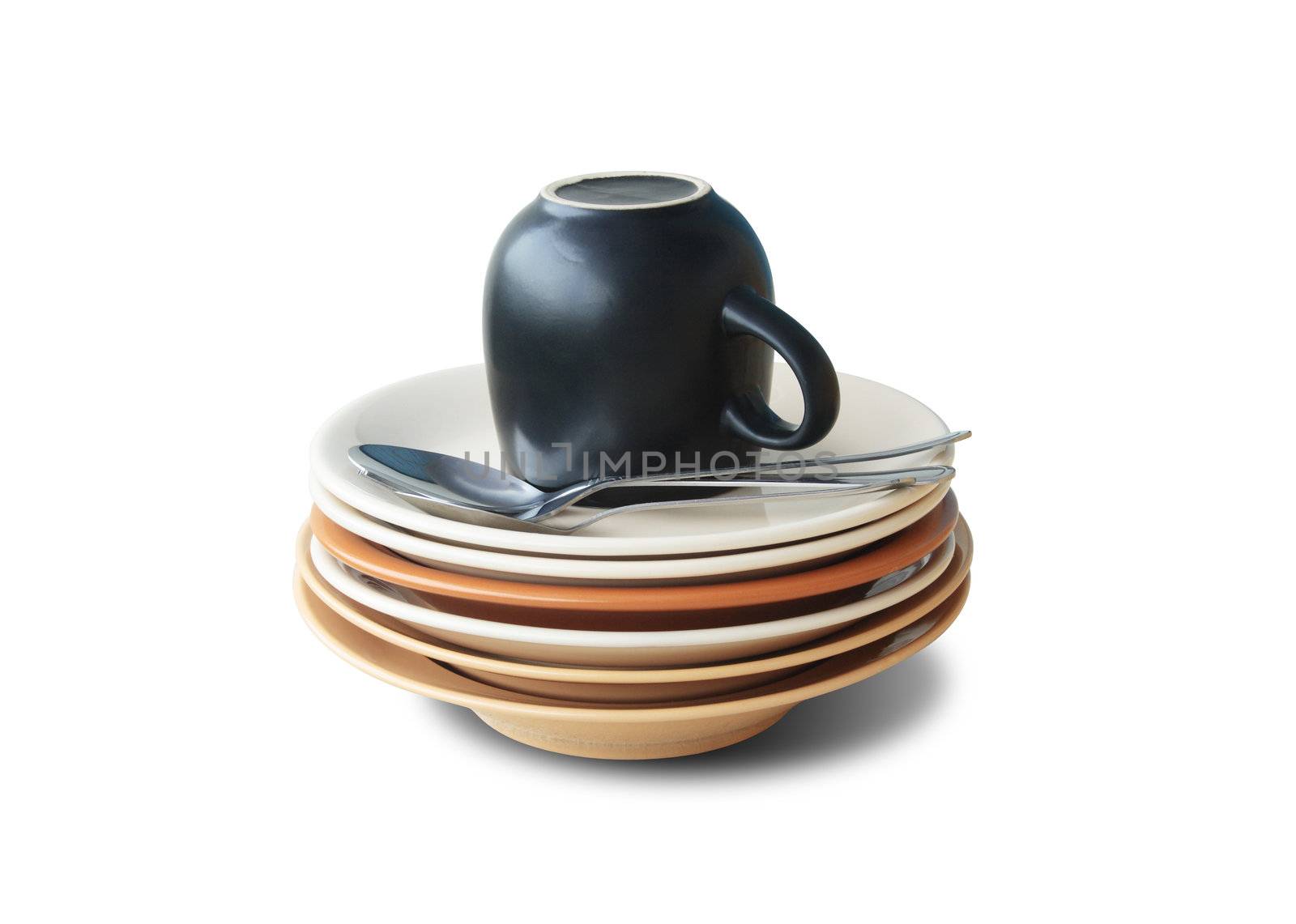 Clean dishware isolated on white background with clipping path