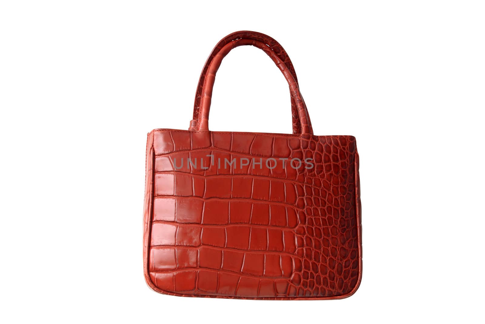 Nice red leather woman's city bag isolated on white background with clipping path