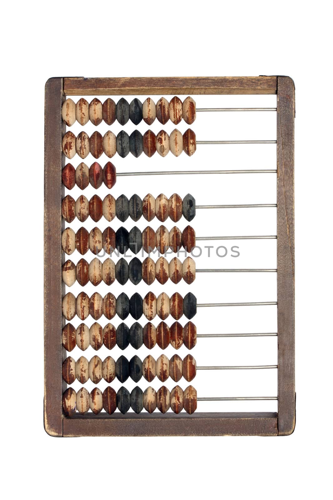 Old wooden abacus isolated on white background with clipping path