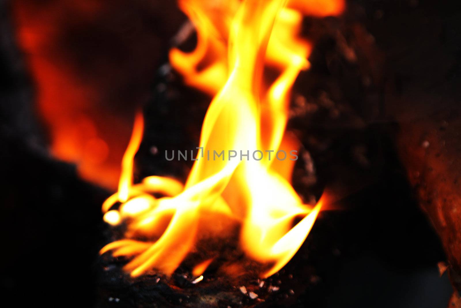 Abstract background with nice single flame on dark